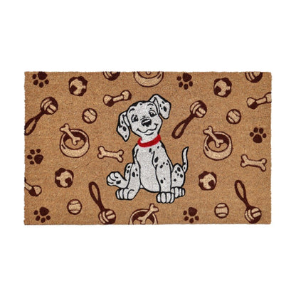 18" X 30" Beige and White Coir Dog Outdoor Door Mat