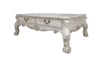 57" Bone Wood Coffee Table With Two Drawers HomeRoots