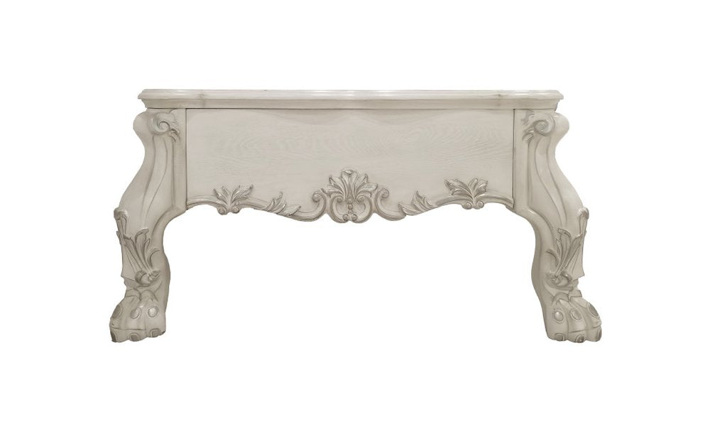 57" Bone Wood Coffee Table With Two Drawers HomeRoots