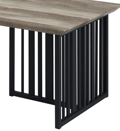 47" Oak and Black Wood And Metal Distressed Frame Coffee Table HomeRoots