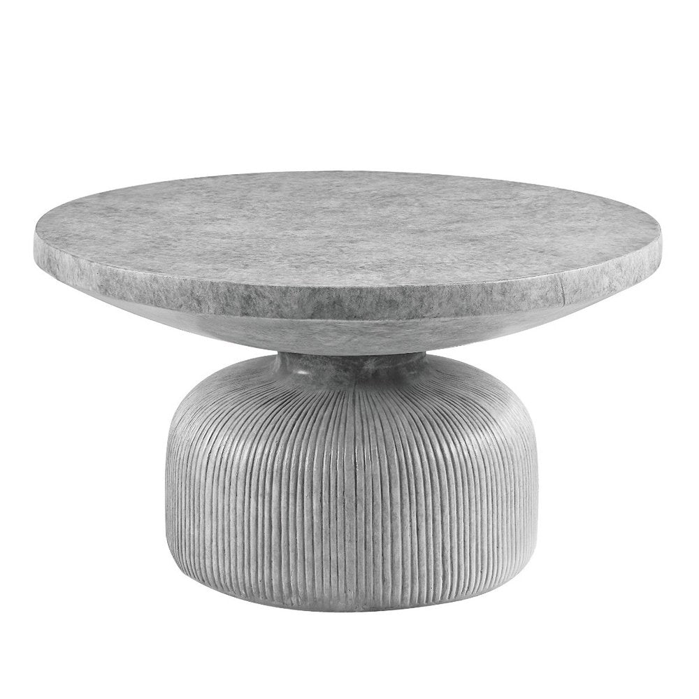 30" Gray Cement Round Pedestal Coffee Table HomeRoots