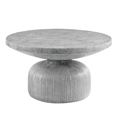 30" Gray Cement Round Pedestal Coffee Table HomeRoots