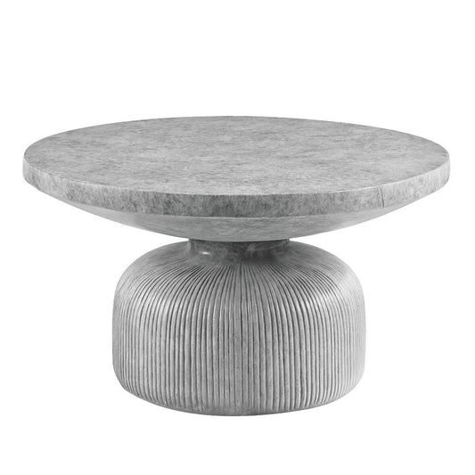 30" Gray Cement Round Pedestal Coffee Table HomeRoots