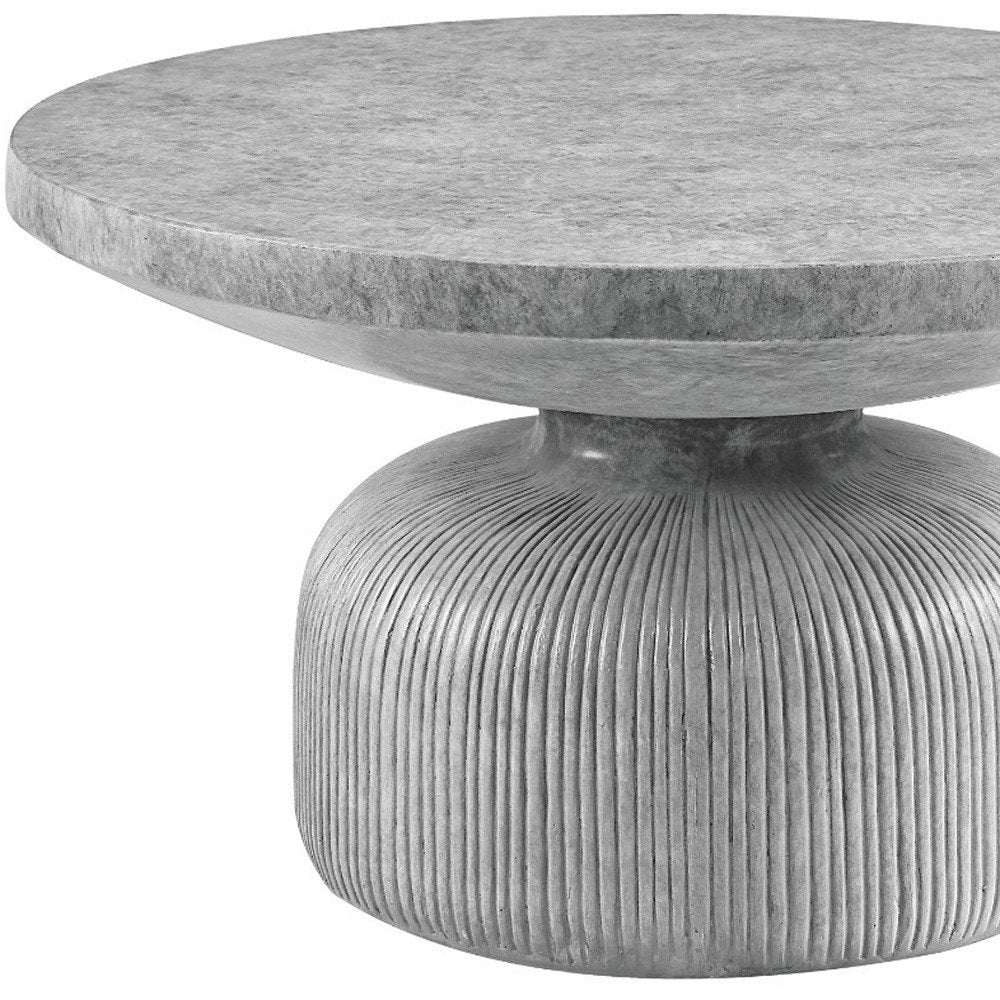 30" Gray Cement Round Pedestal Coffee Table HomeRoots