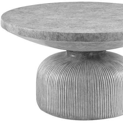 30" Gray Cement Round Pedestal Coffee Table HomeRoots