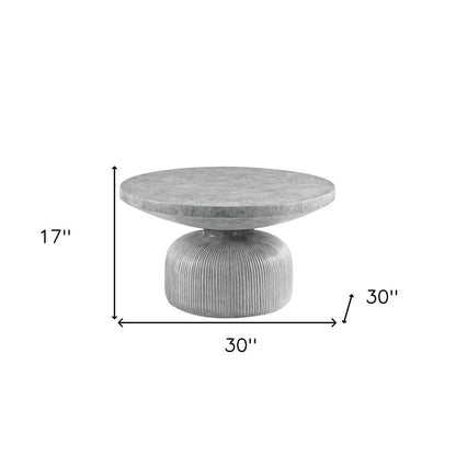 30" Gray Cement Round Pedestal Coffee Table HomeRoots