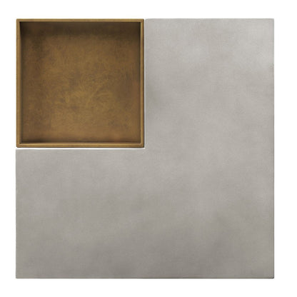 32" Gray Cement Square Distressed Pedestal Coffee Table HomeRoots