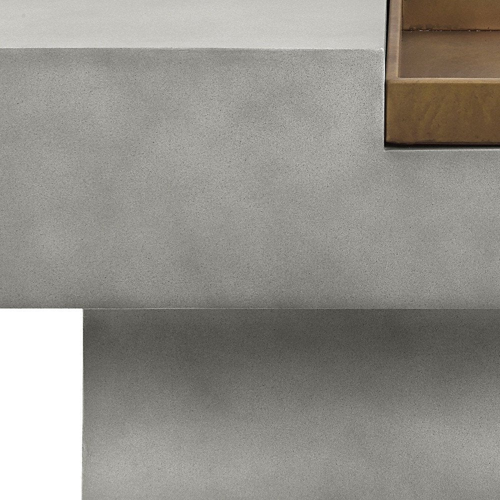 32" Gray Cement Square Distressed Pedestal Coffee Table HomeRoots