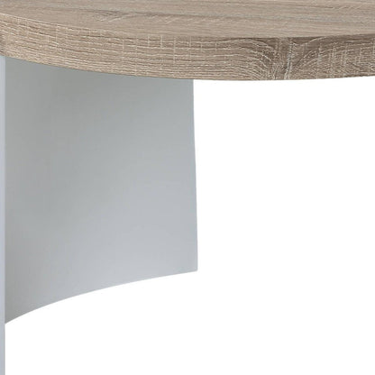 33" Oak and White Wood Round Partial Frame Coffee Table HomeRoots