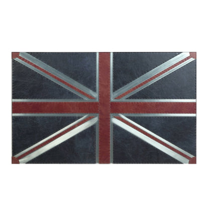 64" Silver Navy Blue And Red Union Jack Aviator Coffee Table HomeRoots