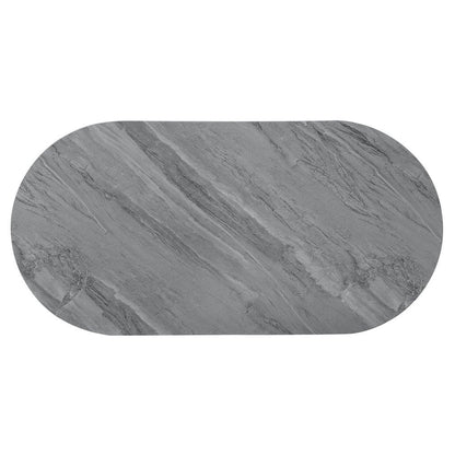 47" Gray Wood and Steel Oval Coffee Table With Drawer HomeRoots