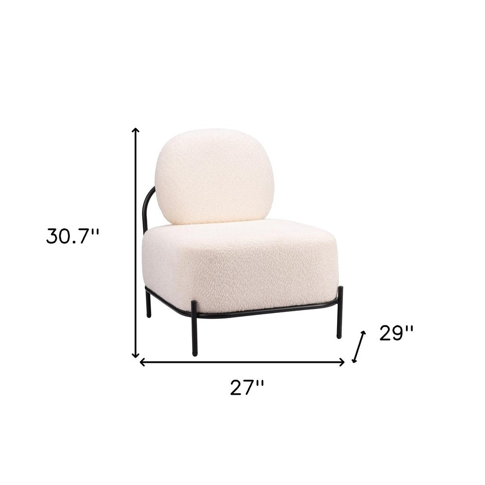 27" White And Black Sherpa And Upholstered Side Chair HomeRoots
