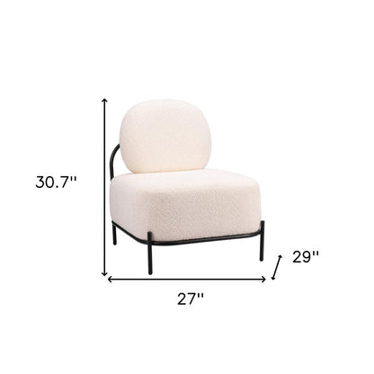 27" White And Black Sherpa And Upholstered Side Chair HomeRoots
