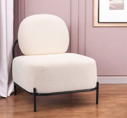 27" White And Black Sherpa And Upholstered Side Chair HomeRoots