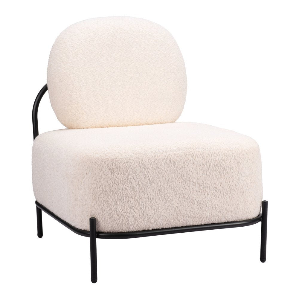 27" White And Black Sherpa And Upholstered Side Chair HomeRoots