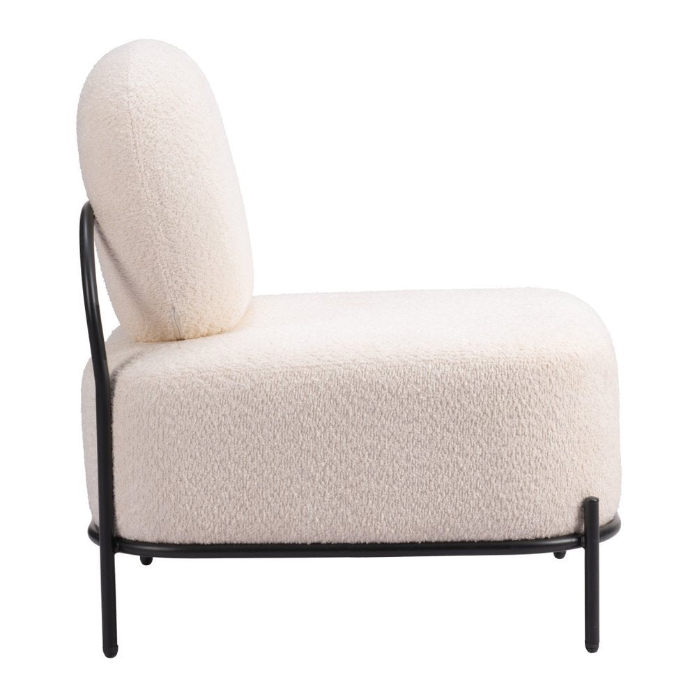 27" White And Black Sherpa And Upholstered Side Chair HomeRoots