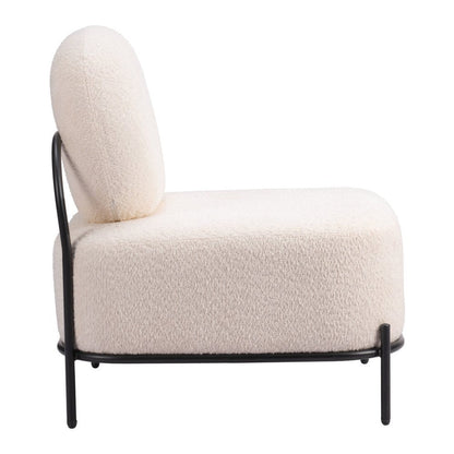 27" White And Black Sherpa And Upholstered Side Chair HomeRoots