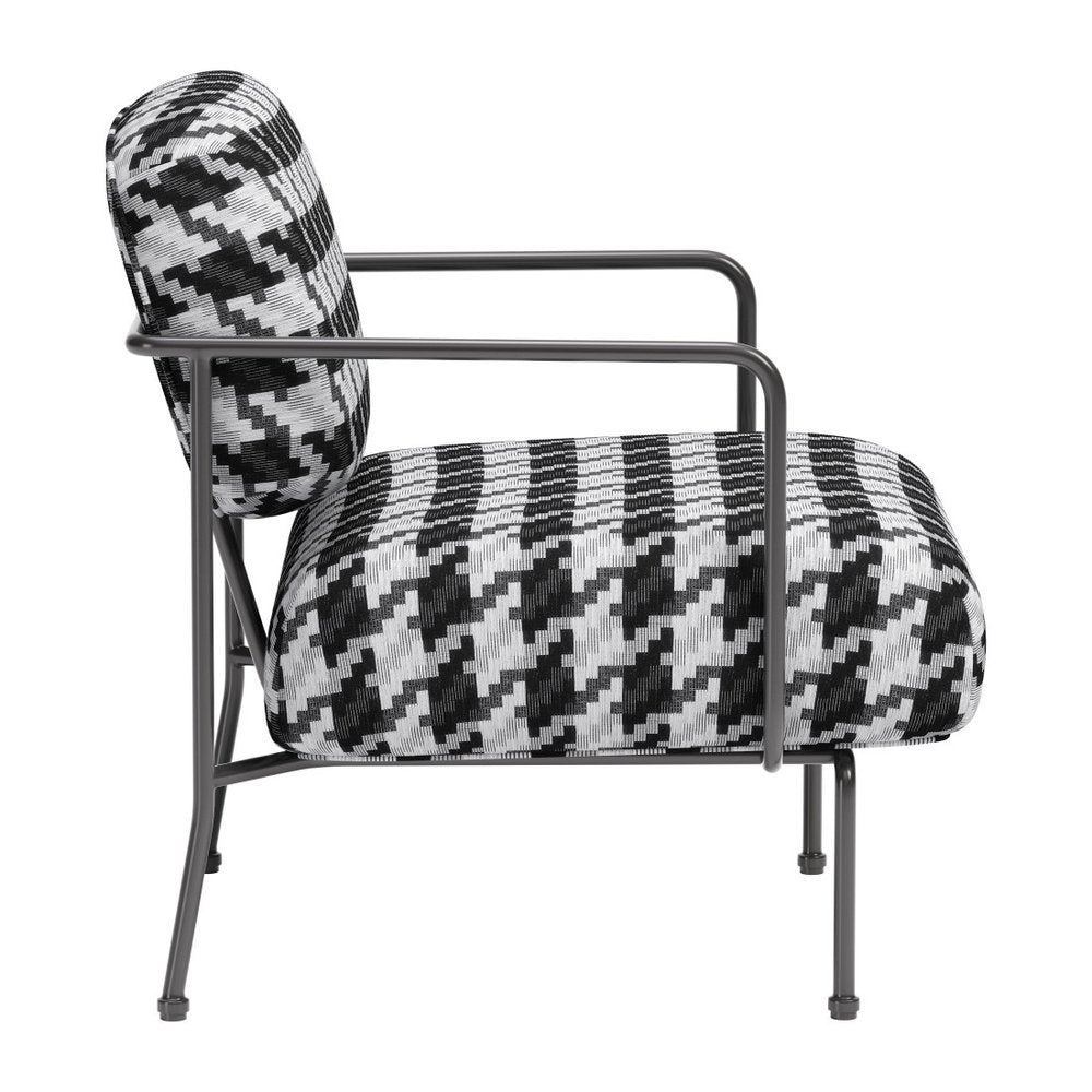 29" Black And White And Black Upholstered Houndstooth Arm Chair HomeRoots