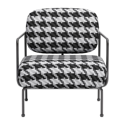29" Black And White And Black Upholstered Houndstooth Arm Chair HomeRoots