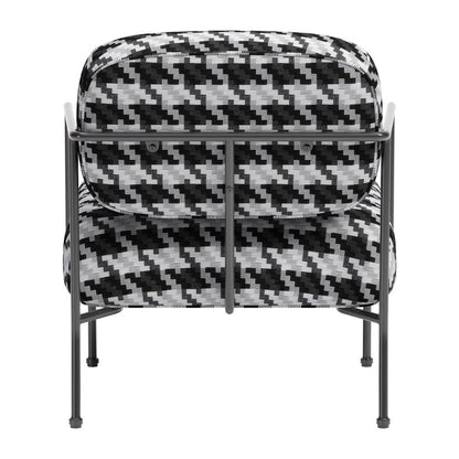 29" Black And White And Black Upholstered Houndstooth Arm Chair HomeRoots