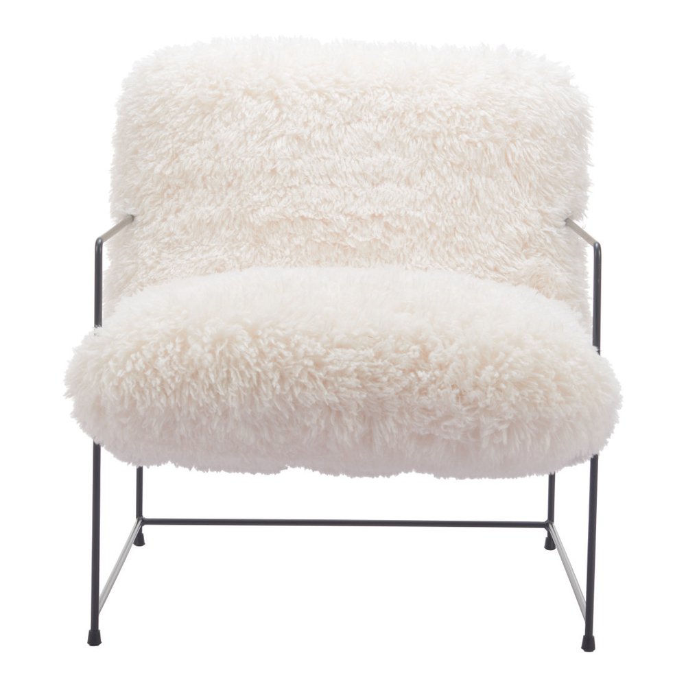 30" White And Black Sherpa And Upholstered Arm Chair HomeRoots