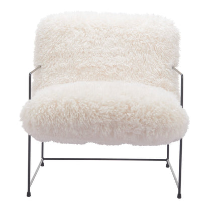 30" White And Black Sherpa And Upholstered Arm Chair HomeRoots