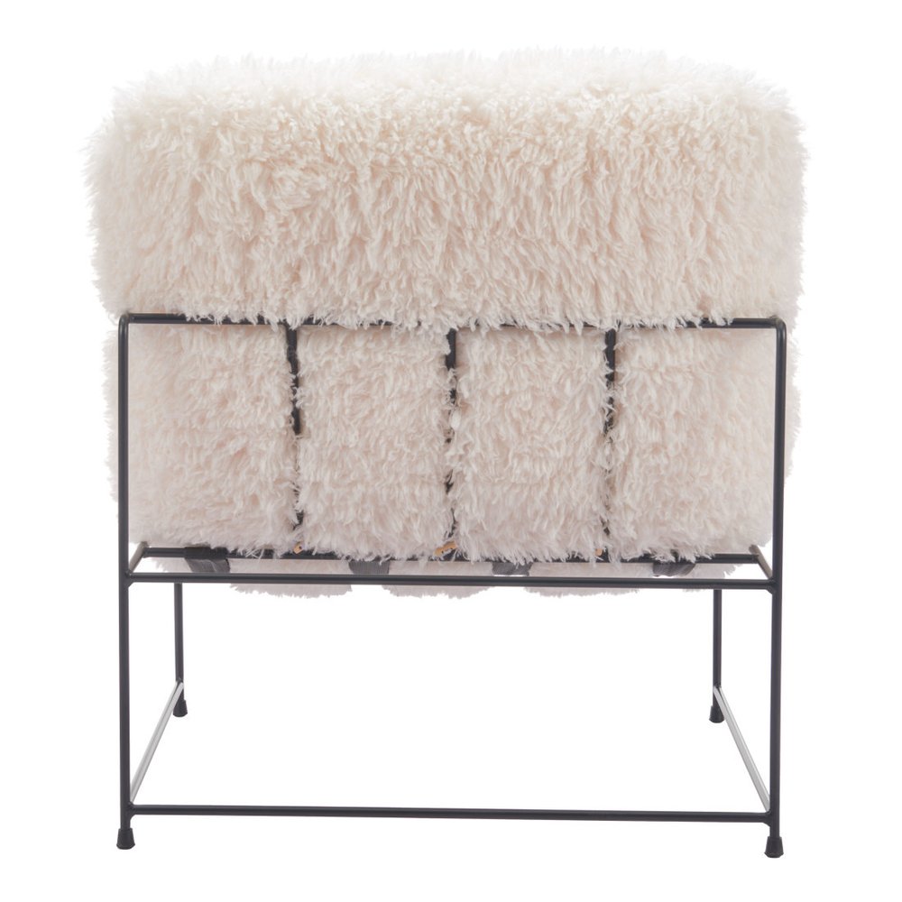 30" White And Black Sherpa And Upholstered Arm Chair HomeRoots