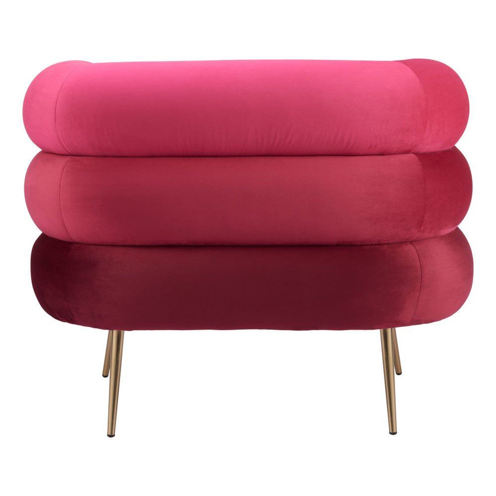 41" Red And Gold Velvet And Upholstered Arm Chair HomeRoots