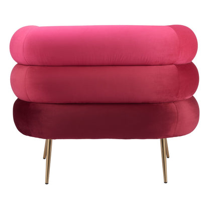 41" Red And Gold Velvet And Upholstered Arm Chair HomeRoots