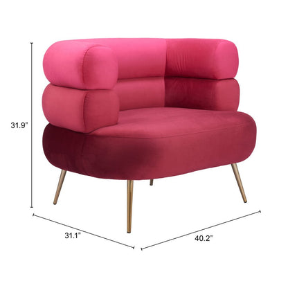 41" Red And Gold Velvet And Upholstered Arm Chair HomeRoots