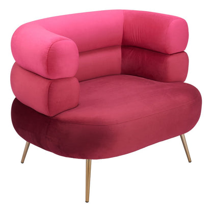 41" Red And Gold Velvet And Upholstered Arm Chair HomeRoots