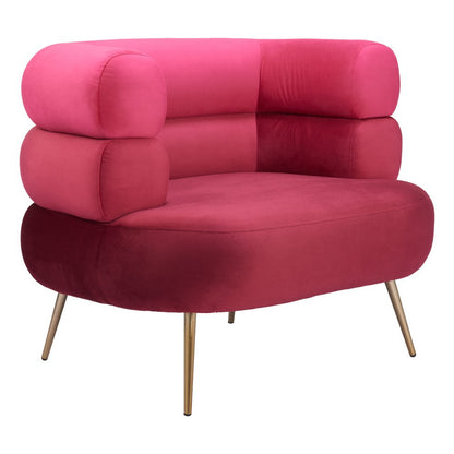 41" Red And Gold Velvet And Upholstered Arm Chair HomeRoots