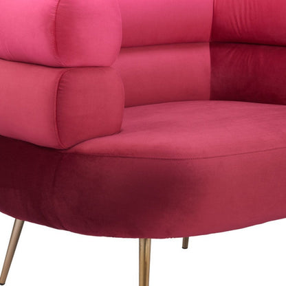 41" Red And Gold Velvet And Upholstered Arm Chair HomeRoots