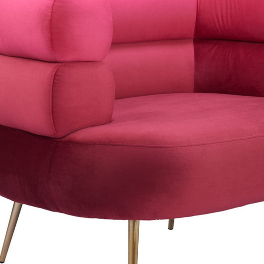 41" Red And Gold Velvet And Upholstered Arm Chair HomeRoots