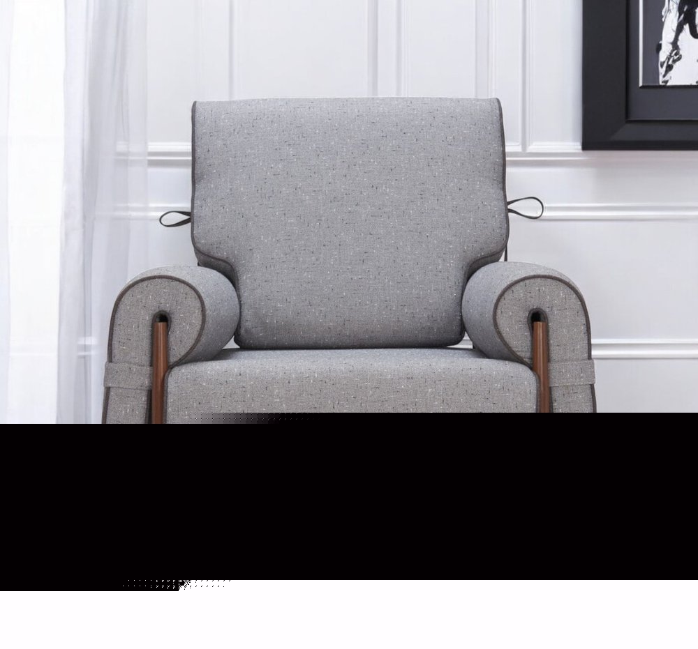 34" Gray And Brown Upholstered Arm Chair HomeRoots