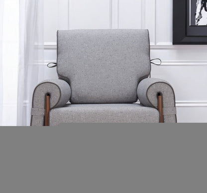 34" Gray And Brown Upholstered Arm Chair HomeRoots