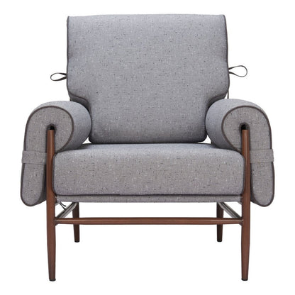 34" Gray And Brown Upholstered Arm Chair HomeRoots