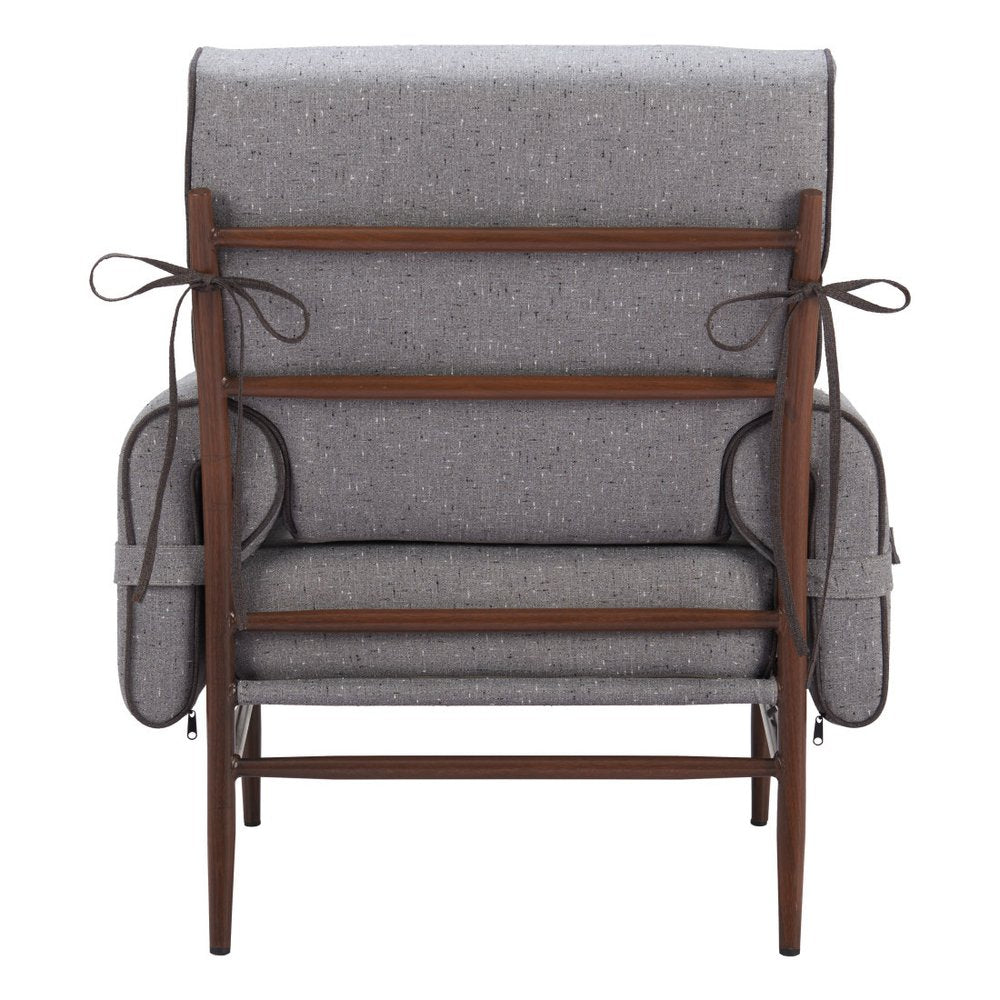 34" Gray And Brown Upholstered Arm Chair HomeRoots