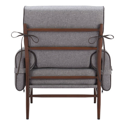 34" Gray And Brown Upholstered Arm Chair HomeRoots