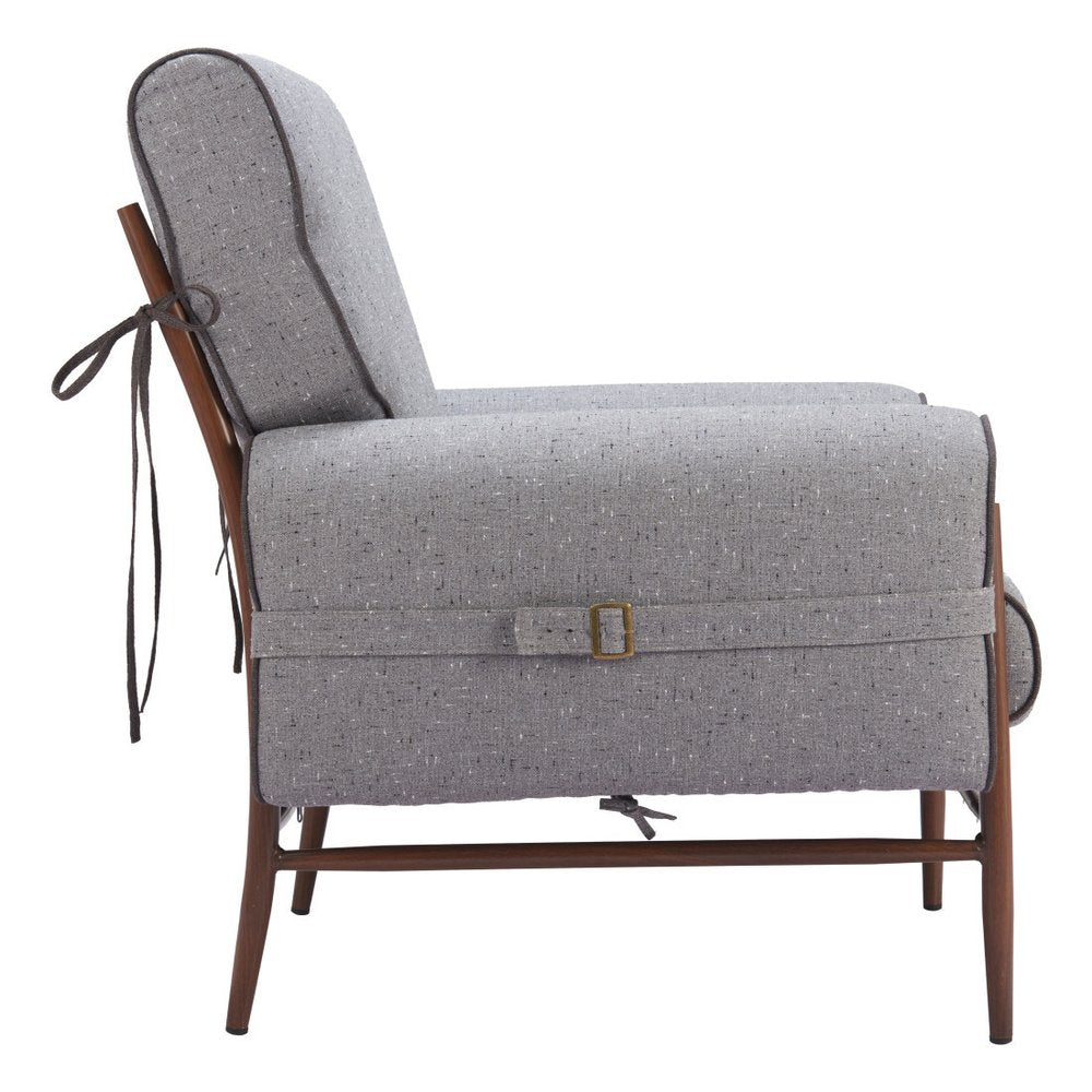 34" Gray And Brown Upholstered Arm Chair HomeRoots