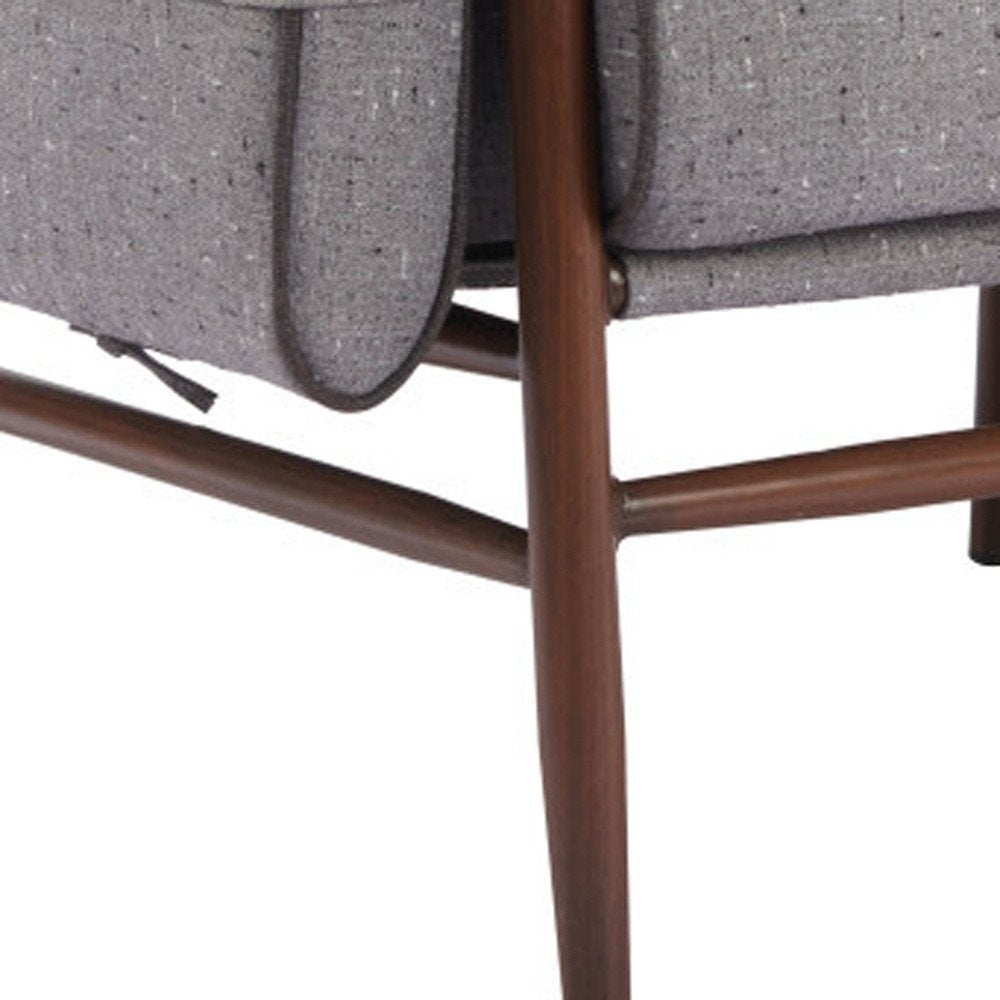 34" Gray And Brown Upholstered Arm Chair HomeRoots