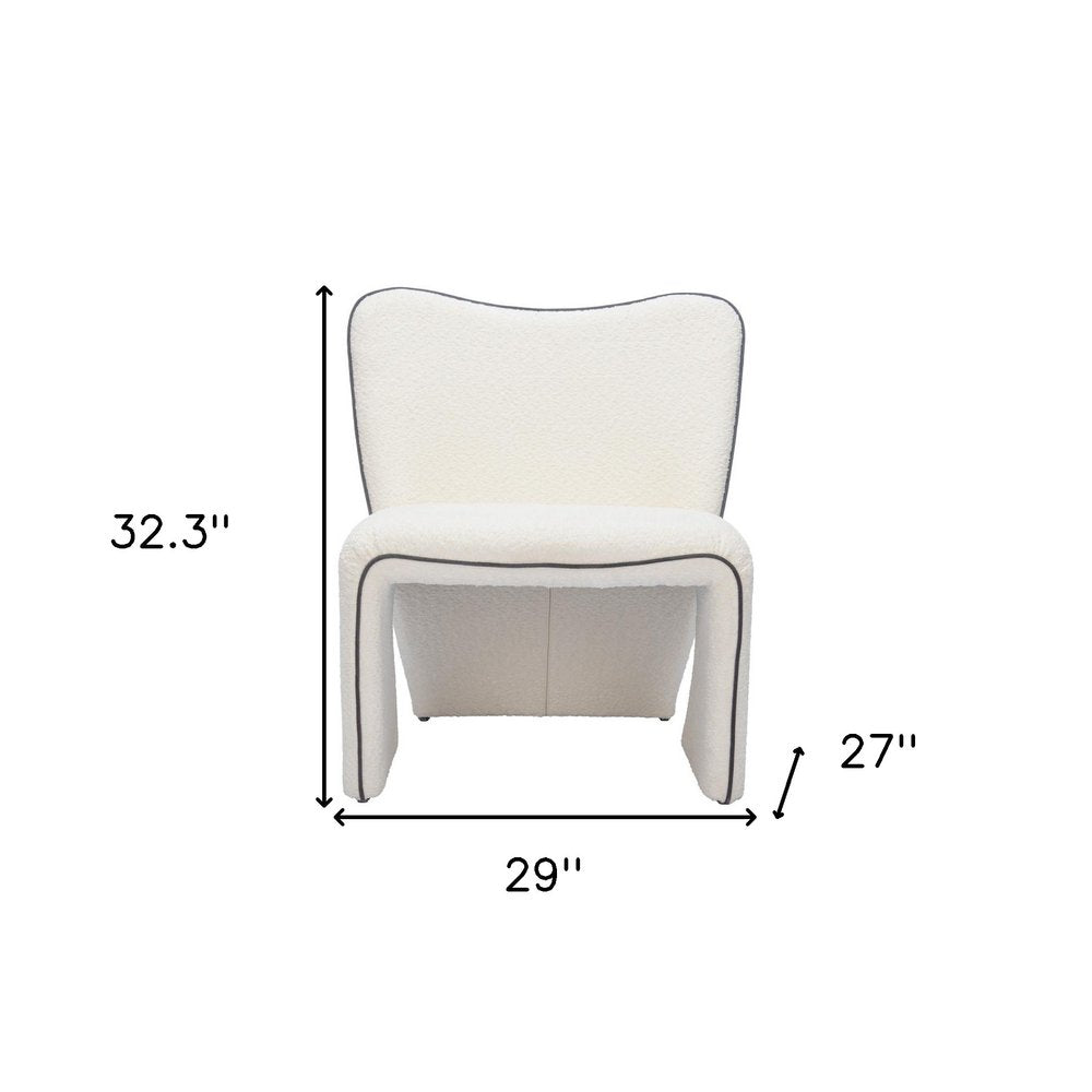 29" Ivory Faux Shearling And Upholstered Side Chair HomeRoots