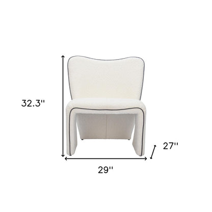 29" Ivory Faux Shearling And Upholstered Side Chair HomeRoots