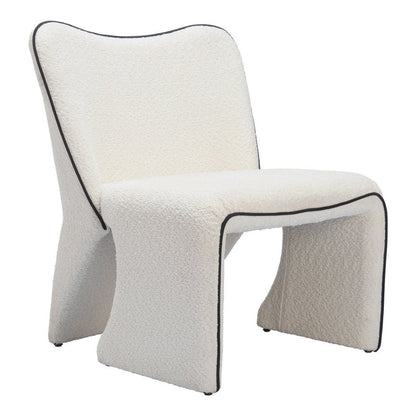 29" Ivory Faux Shearling And Upholstered Side Chair HomeRoots
