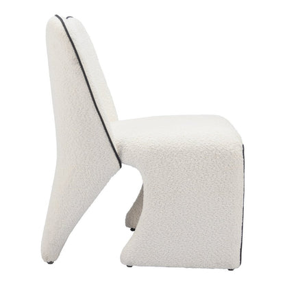 29" Ivory Faux Shearling And Upholstered Side Chair HomeRoots