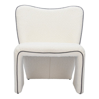 29" Ivory Faux Shearling And Upholstered Side Chair HomeRoots