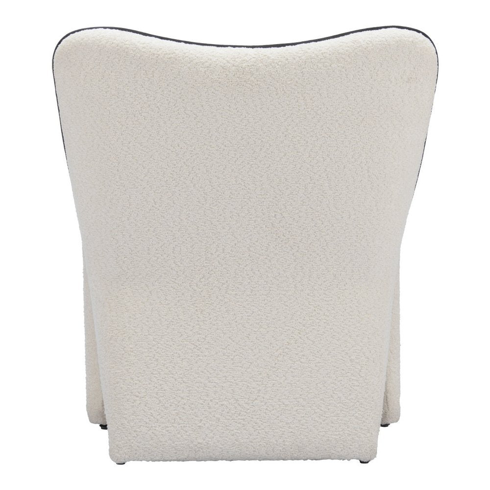 29" Ivory Faux Shearling And Upholstered Side Chair HomeRoots