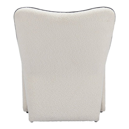 29" Ivory Faux Shearling And Upholstered Side Chair HomeRoots