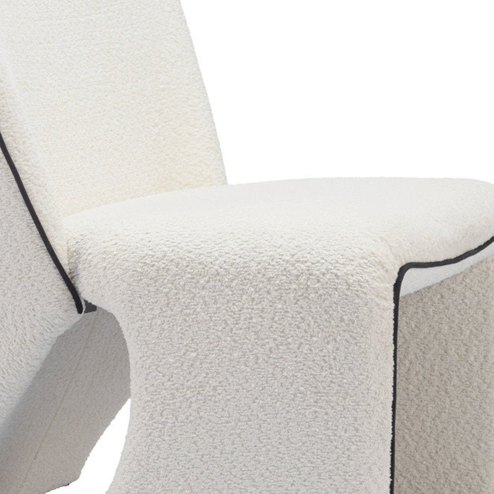 29" Ivory Faux Shearling And Upholstered Side Chair HomeRoots