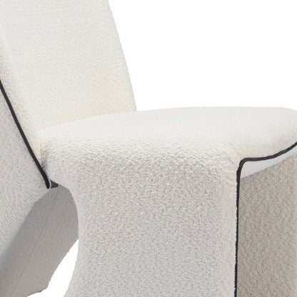 29" Ivory Faux Shearling And Upholstered Side Chair HomeRoots